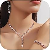 Slpytc Prom Sets for Brides Bridesmaid Elegant Wedding Earrings Necklace Bracelet Sets Formal Costume for Women