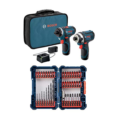 Bosch 12V Max 2Tool Combo Bundle with Batteries, Charger, Case and 40Piece Impact Tough Drill