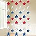 Patriotic Red, White, and Blue Metallic Stars String Decorations - 7' long