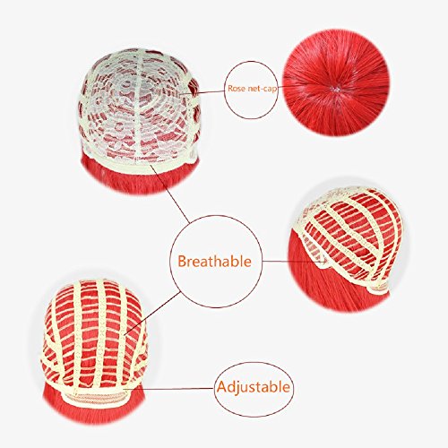 eNilecor Short Bob Hair Wigs 12" Straight with Flat Bangs Synthetic Colorful Cosplay Daily Party Wig for Women Natural As Real Hair+ Free Wig Cap (Orange)