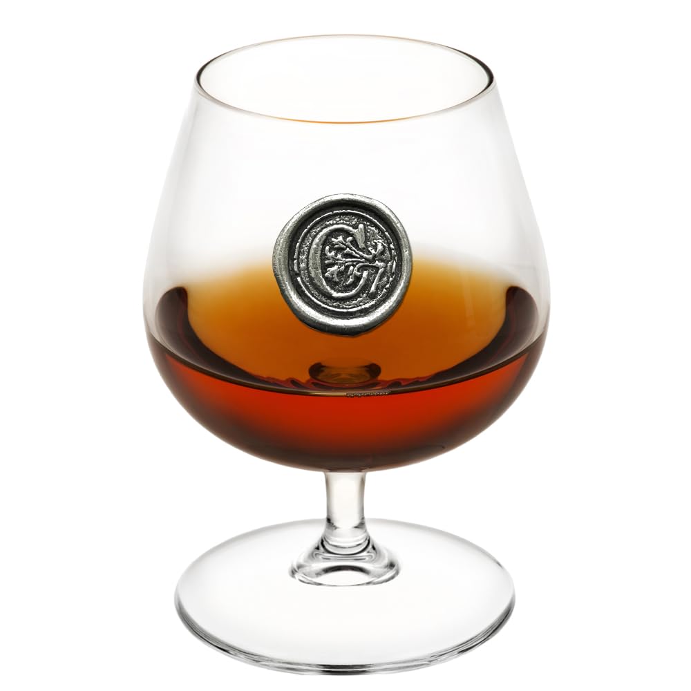 English Pewter Company 14.5oz Brandy Cognac Snifter Glass with Monogram Initial - Personalised Gift with Your Choice of Initial (C) [MON203]
