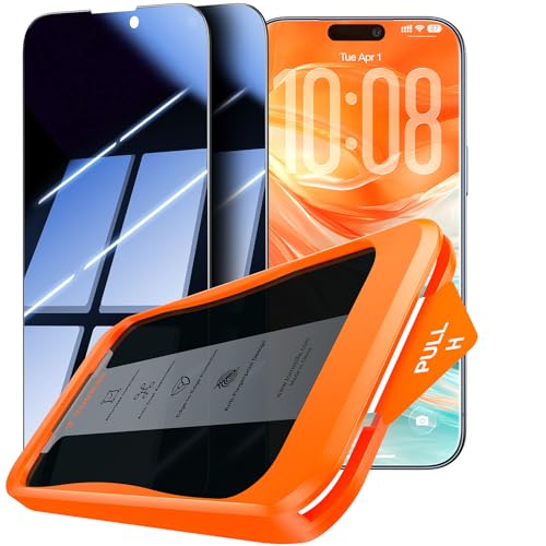 TORRAS Präzise für iPhone 16 für Panzerglas Sichtschutz [Full Screen] Privacy Schutzfolie iPhone 16 Dauerhaft 9H+ Schutzglas, 0 Blasen Einbaurahmen [T