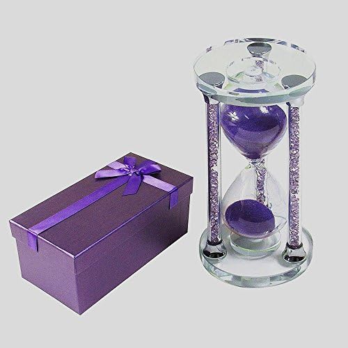 HIJOY 45 Minutes Hourglass Timer, Sandglass [Sparkly Crystal Filled Pillars] Kitchen Timer for Bookshelf, Coffee Table, Decor, Christmas Gift, Souvenir, Present Packing (Purple, 45 Min)