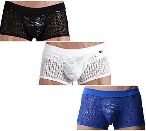 Dramhk Men's 3-Pack Steel Micro Low-Rise Trunk UnderwearUS L(Tag XL:Waist:34"-36")3White,Black,Blue