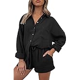 AUTOMET 2 Piece Sets For Women Lounge Wear Matching Two Piece Pajama Fashion Oversized Shirts And Shorts Spring Outfit 2026