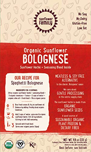 SunflowerFamily Sunflower Bolognese - Certified USDA Organic & Vegan Meat Alternative Meal Kit