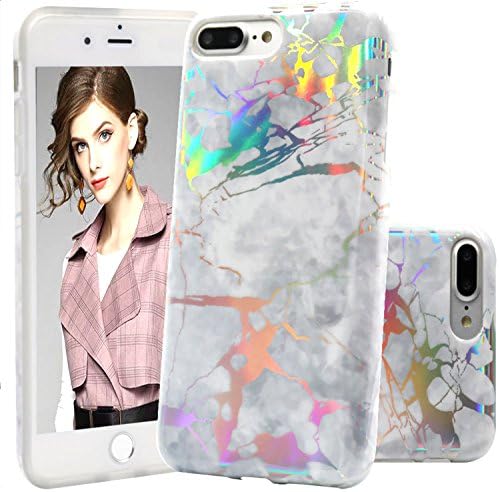 iPhone 7 Plus Case, Wastou [Marble Pattern Series] Slim Fit Anti-Shock Frosted TPU Protective Cover Case for Apple iPhone 7 Plus (2016) / iPhone 8 Plus (2017) (Stylish White)