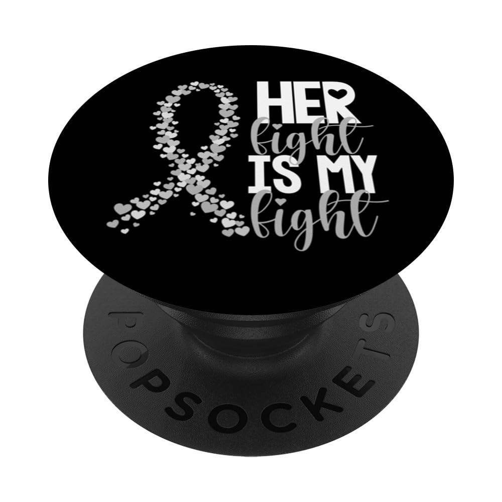 Her Fight Is My Fight Warrior Pearl Ribbon Lung Cancer PopSockets Swappable PopGrip