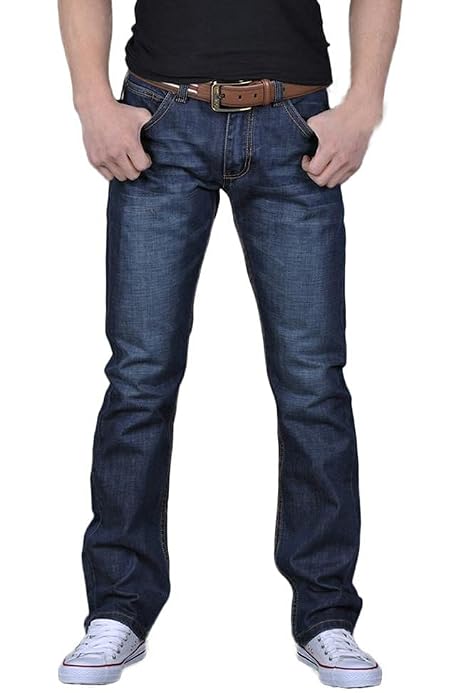 Vaqueros Rotos Estilo Motero Para Hombre - Corte Slim, Talla 32W X 31L, Color Azul