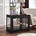 unipaws Dog Crate End Table with Pet Bed, Wooden Wire Dog Kennels with Double Doors, Modern Design Dog Crate Furniture for Indoor Use, Espressothumb 1