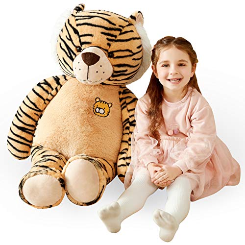 IKASA Large Tiger Stuffed Animal Soft Tiger Toys for Children,Giant Soft Toy Cute Huge Jumbo Kawaii Fluffy Big Size Fat Plushie,Gifts for Kids
