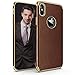 LOHASIC for iPhone Xs Max Case, Premium Leather Slim Luxury PU Soft Non-Slip Grip Flexible Defender Bumper Shockproof Full Body Protective Cover Cases Compatible with iPhone Xs Max 6.5 inch (Brown)