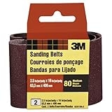 3M 9251NA-2 Heavy-Duty Power Sanding Belts, 2.5-Inch by 16-Inch, Medium Grit, 2-Pack