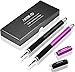 MEKO(2 Pcs) [2 in 1 Precision Series] Disc Stylus/Styli for All Touch Screen Devices Bundle with 4 Replaceable Disc Tips, 2 Replaceable Fiber Tips - (Black/Purple)
