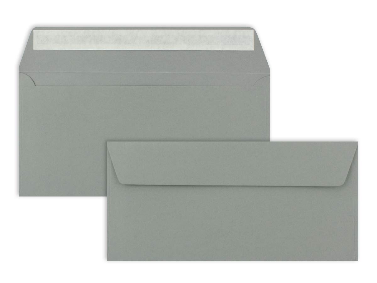 Karten und Co. DIN Envelopes//DARK GREY 11 x 22 cm 110 g/m²/Sticker Quality Brand Gustav Neuser 100 Umschläge dark grey