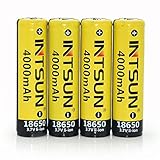 Intsun® 4pcs 3.7V 18650 4000mah Rechargeable Li-ion Battery with PCB for LED Flashlight, Headlamps, search light lamp, etc (4xBattery)