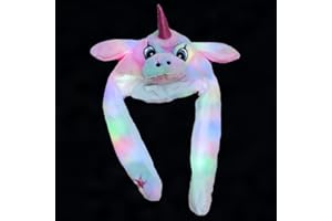 YUERFEILA Animal Hat Plush Ears Moving Jumping Dress Up Cosplay Party Christmas Holiday Cute Ear Flap Cap for Kids Adults