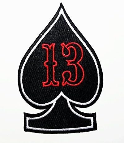 7x10 cm. Lucky 13 Thirteen Biker Retro Emo Punk Rockabilly Applique Iron-on Patch