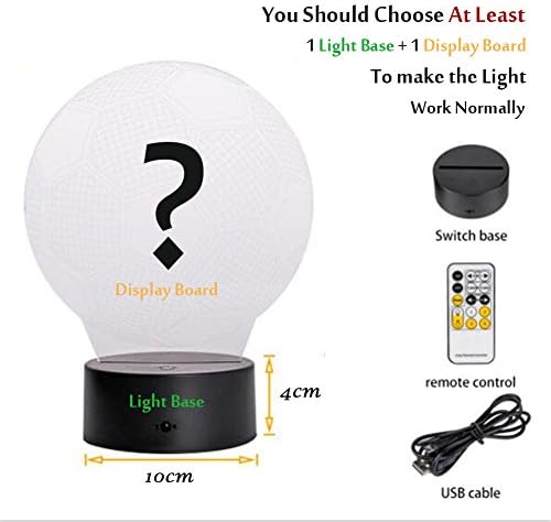 (Single Light Base) The 3D Light Series Home Decor Night Lamp For Kids Bed Room, Party Atmosphere. Can Output 7Colors Remote Control Nightlight Base Can Attach Diffierent 3D Display Borard