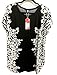Relipop Women Summer Tunic Short Sleeve Casual Loose Blouse Top (Black, Small)