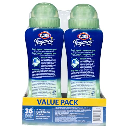 CLOROX FRAGANZIA LAUNDRY SCENT BOOSTER CRYSTALS, IN-WASH FRAGRANCE BEADS FOR FRESH-SMELLING CLOTHES & LINENS, SAFE FOR ALL FABRICS & COLORS, CEDARWOOD & SAGE, 18 OZ, 2 PACK