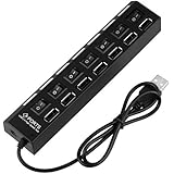 Generic 7-Port USB Hub with ON/OFF Switch, Black (7 Port USB Hub)