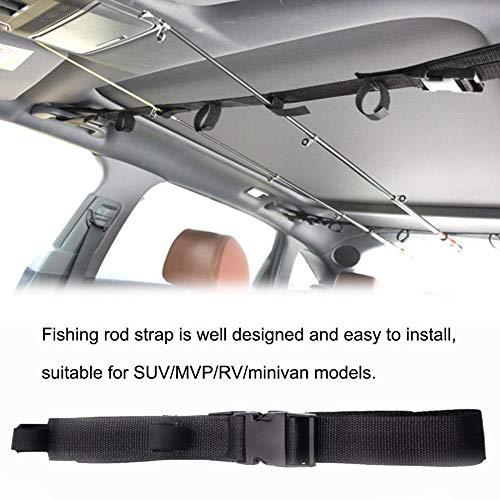Ksruee 1.5086.61in Car Fishing Rod Strapï¼Œ2PCS Car Fishing Rod Stand for SUV/MVP/RV/Minivan - Black