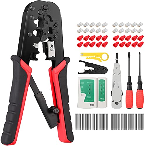 Outil de Réparation Réseau Ensemble Testeur de Network Réseau Câble Kits d’Outils de Réparation Professionnel Kit de Testeur de Câble Réseau Testeur de Cavalier Maintenance Informatique