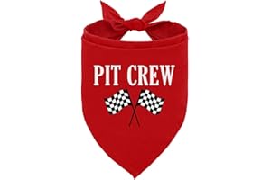 ZPPRJF Pit Crew Dog Bandana, Red Dog Bandana, Checkered Flags Race Car Flag Dogs Bandanas, Pet Triangle Scarf, Gift for Dogs Lover, Pet Bandana for Small Medium Dogs (M)