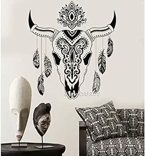 Animal Cráneo Toro Plumas Pegatinas de pared Decoración étnica Pegatina
