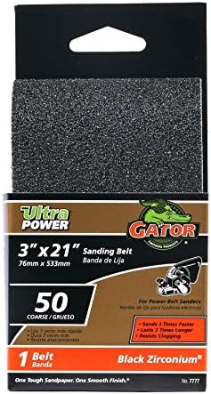 Gator Finishing 7777 50 Grit Zirconium Oxide Sanding Belts (1 Pack), 3" x 21"