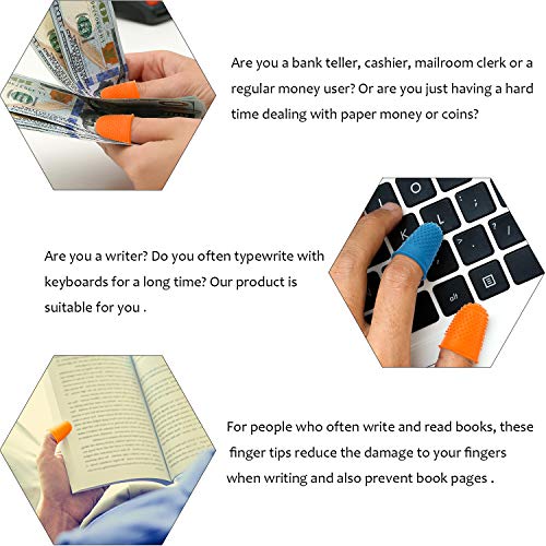 20 Pieces Rubber Fingers Tip Finger Pad Grip Reusable Finger Cover Protector for Money Counting