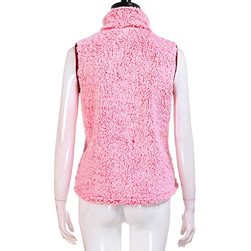 YOMXL Women Zip Up Faux Fur Fleece Vest Winter Warm Sleeveless Winter Warm Jacket Stand Collar Padded Puffer Vest