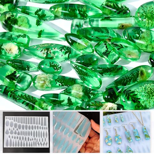 Silicone Mold for Stud Earrings with 41 Matching Shapes, Epoxy Resin Molds Earrings Flowers Halloween Sea Animals, for Creating Pendants, Earrings and Handmade Jewelry