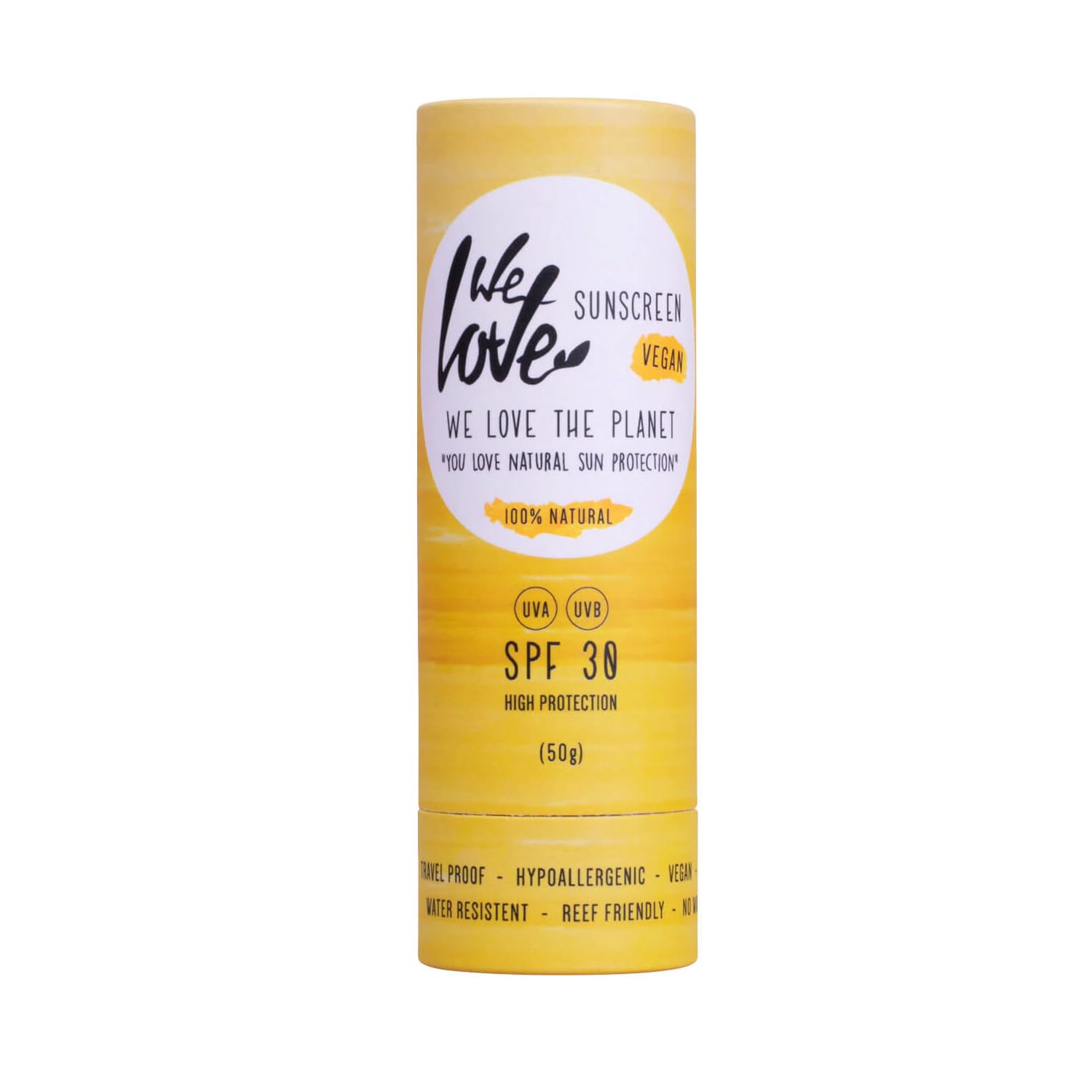 We Love The Planet - SPF 30 Natural Sunscreen Stick 60g - Vegan Eco-Friendly Sun Protection - Gentle & Effective - Suitable for All Skin Types