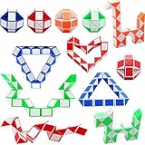 Sunshane 12 Pack 24 Blocks Magic Snake Cube, Mini Snake Speed Cubes, Twist Puzzle Toys for Kids Party Bag Fillers, Party Favours, Random Color