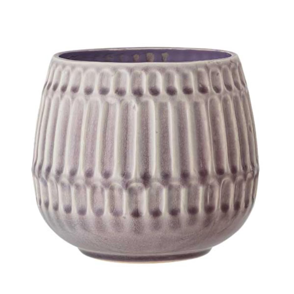 Nordring Ceramic Flower Pot Riff - colorful Planter, Pot for plants, sukkulents Size L (16,5 cm ø) Dia 6,5'', Stoneware, mauve