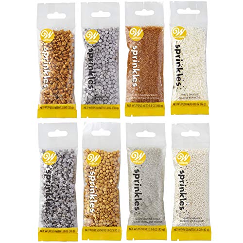Wilton Silver and Gold Sprinkles Dessert Decorating Set, 8-Piece