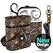 Airpods Leather Case with Lanyard Strap Keychain Clip, Jansae Original Design Cute Airpod Accessories Kits Compatible Apple Airpods 1/2 Wireless Charging Case (Brown/Flower)