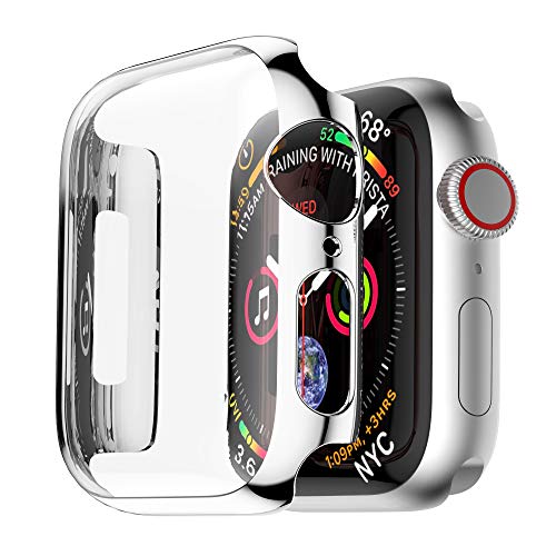Leotop Compatible with Apple Watch Case 44mm 40mm, Super Thin PC Plated Bumper Clear Screen Protector Full Cover Shell Shockproof Frame Compatible iWatch Series 4 (5 Color Pack, 44mm)