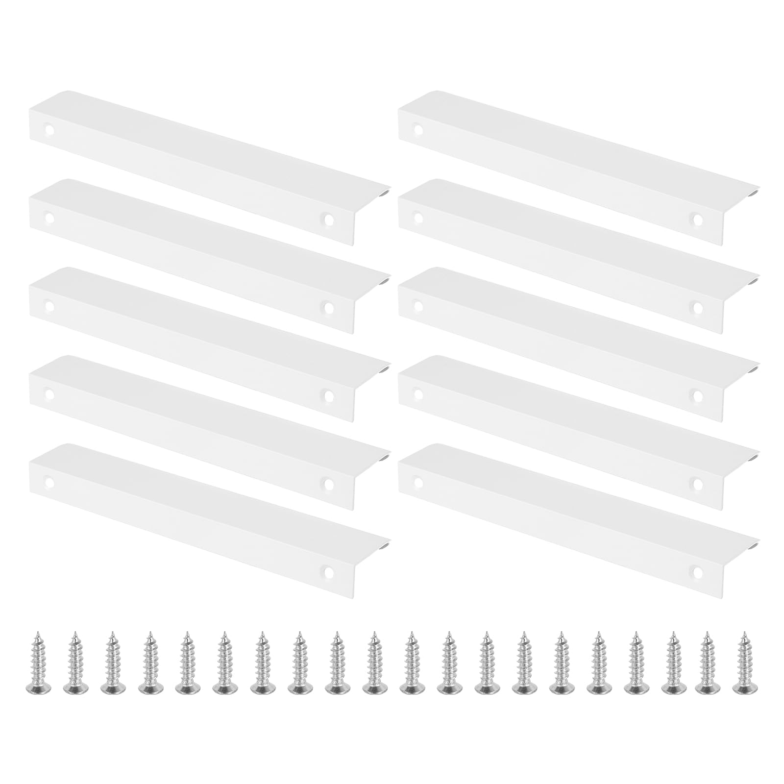 PATIKIL Mount Finger Edge Pull, 10 Pack 150mm/5.91" Aluminum Alloy Concealed Handle Cabinet Edge Pulls with Screws for Home Kitchen Furniture Door Drawer, White