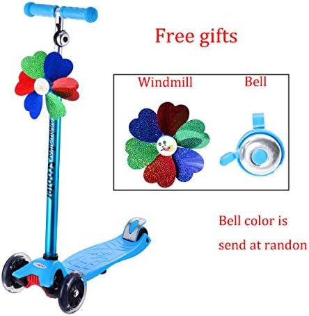Landwalker Scooter with 3 LED Wheels for Children Boys and Girls ( Bell and Windmill as Free Gift)