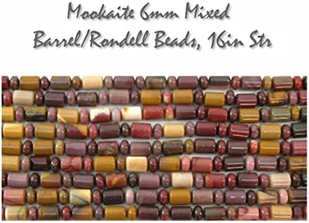 Genuine Mookaite 6mm Mixed Barrel &amp; Rondell Beads (Includes 2 Strands=32"inches) for Jewelry Making Projects