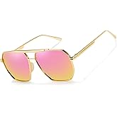 TJUTR Oversized Tangle‑Free Aviator Sunglasses for Women & Men, Polarized UV400 Shades, Square Metal Frame with Double‑Bridge