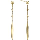 Sylph Long Dangle Drop Earrings 14K Gold/White Gold Plated Dangling Earrings for Women Simple Chic Statement Earrings