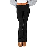 qfmqkpi Women Casual Fold Over Flare Leggings Y2k Low Rise Slim Fit Bootcut Pants Yoga Sweatpants