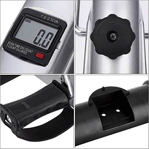 Mini-Exercise-Bike-Pedal-Exerciser-Digital-Under-Desk-Bike-Arm-Leg-Portable-Foot-Cycle-Peddler-Machine-with-LCD-Screen-DisplaySilver