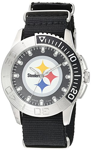 Game Time Men's 'Starter'  Metal and Nylon Quartz Analog  Watch, Color:Black (Model: NFL-STA-PIT)
