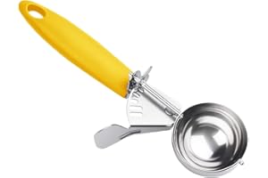 JUNADAEL J Portion Scoop, #20/2 OZ Ice Cream Scooper, Muffin Scoop, Disher, Yellow Handle, for Portion Control, Cookie Dough, Muffin, Cupcake Batter, Ice Cream, Mashed Potatoes