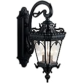 Kichler Tournai 29" 3 Light Outdoor Wall Light with Clear Seeded Glass in Textured Black